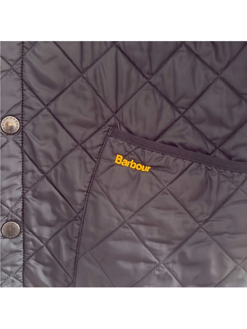 Barbour Dark Blue Quilted Jacket with Gold Logo Detailing - Picture 2 of 5